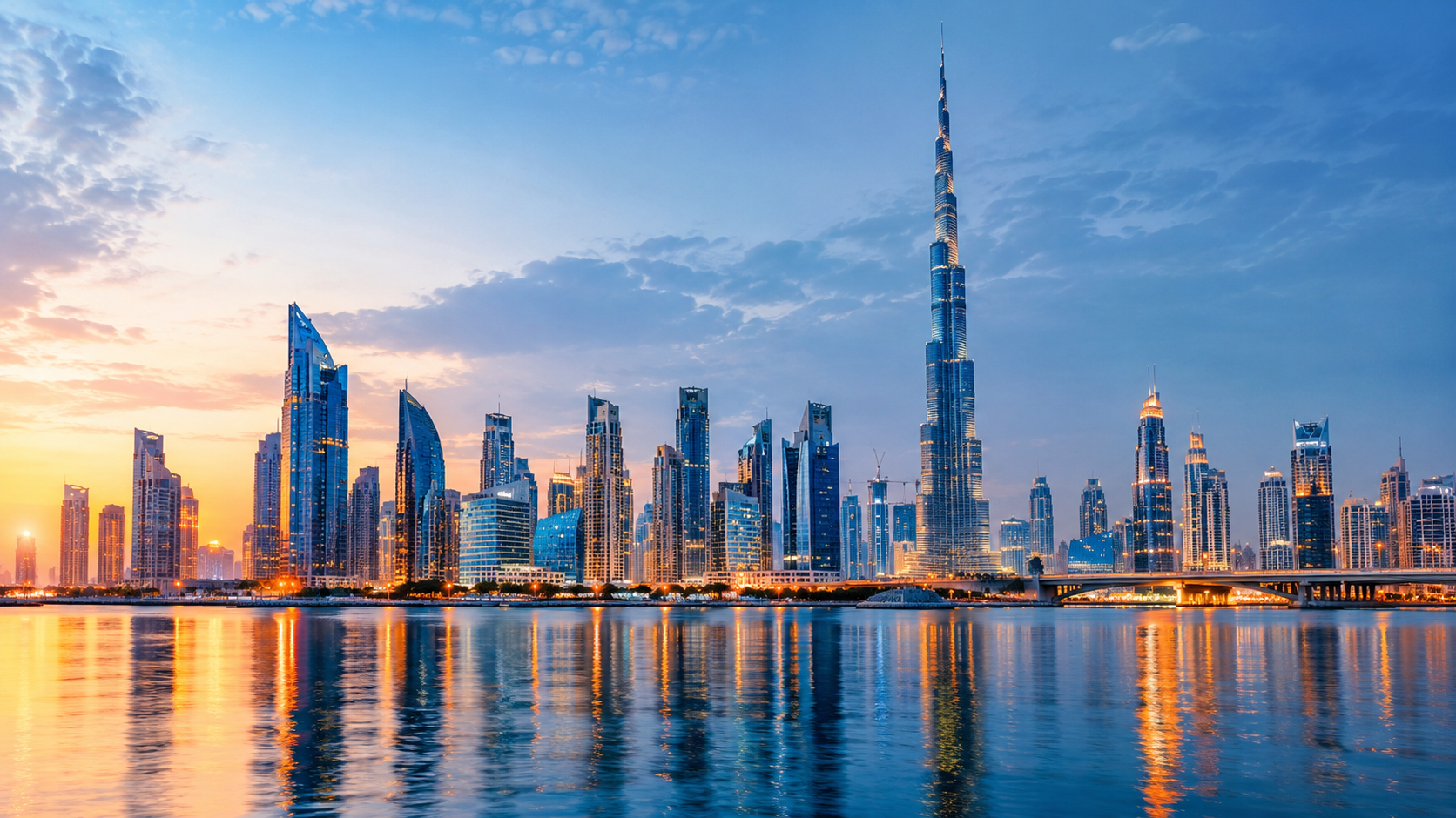 Dubai skyline at blue hour