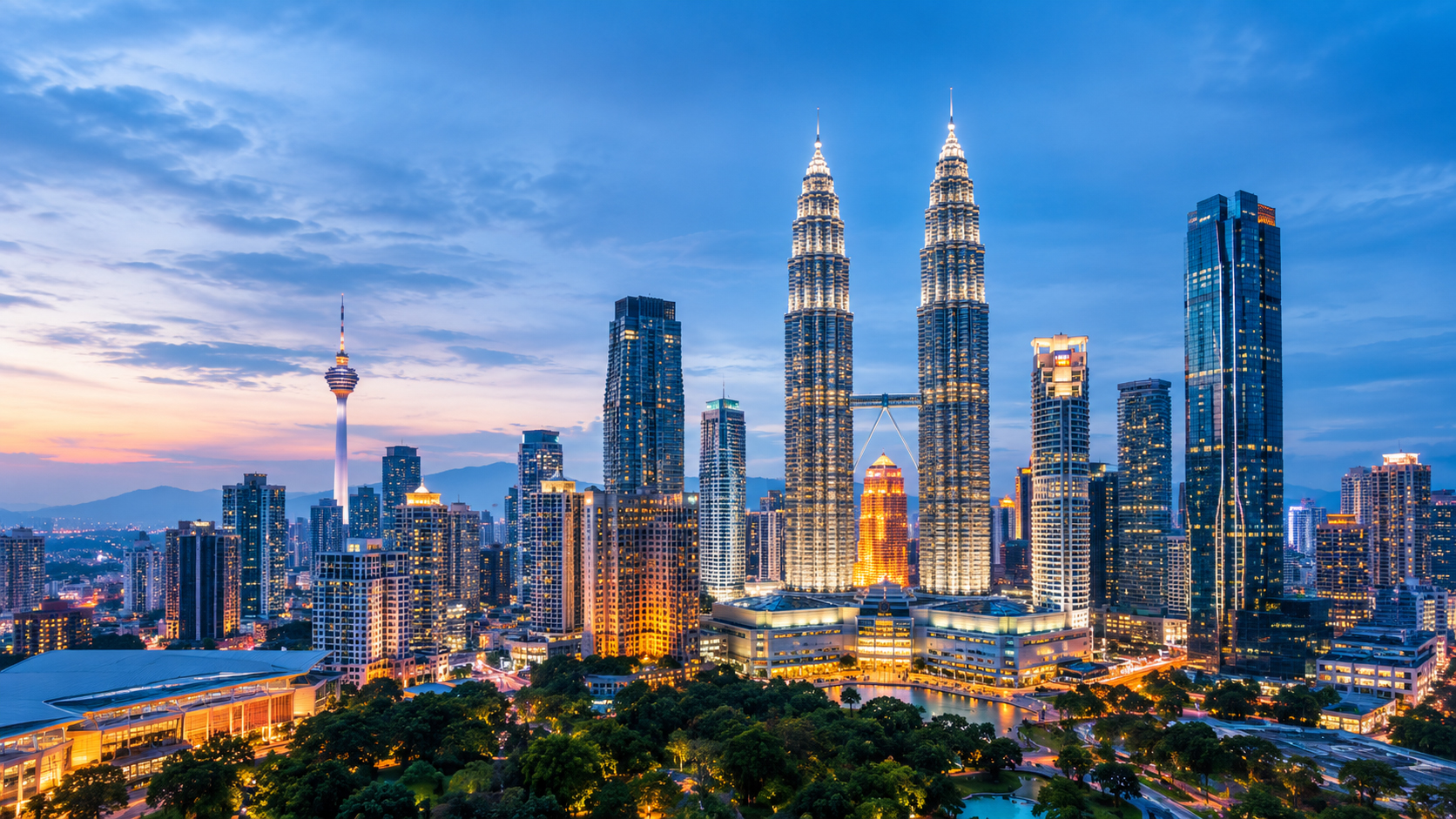 Kuala Lumpur skyline at blue hour